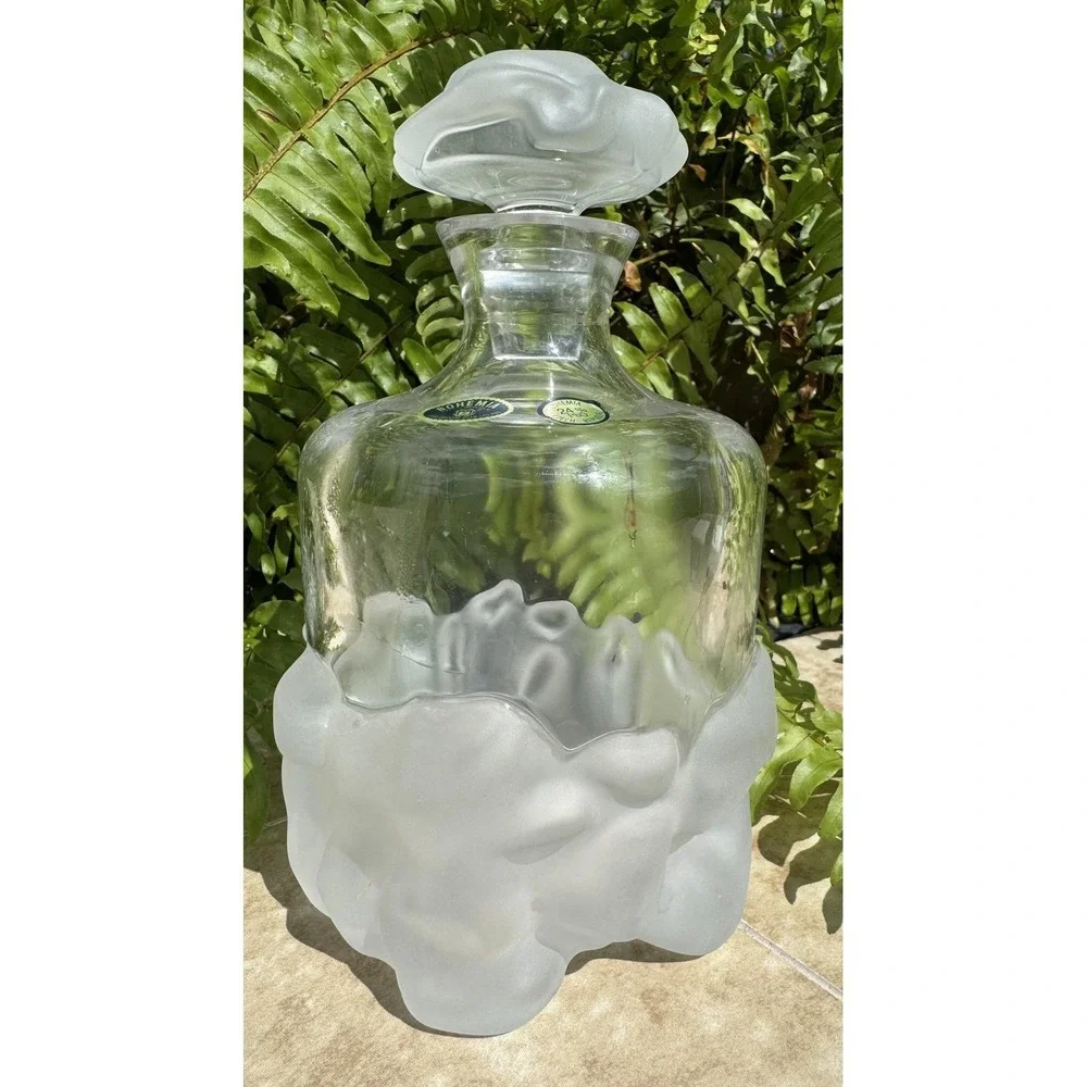 Bohemia 24% pbo Lead Crystal Glass Decanter Czech Republic Frosted Ice glass